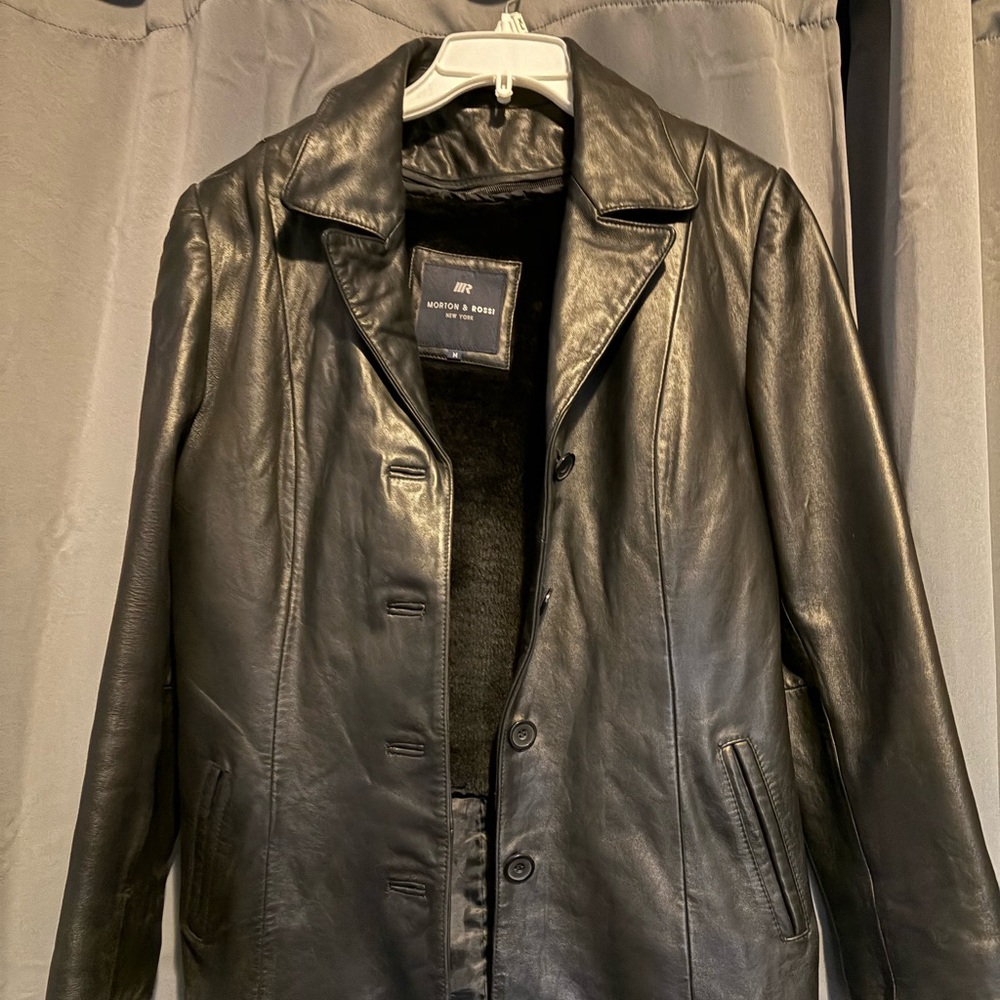 Ladies Black Leather Coat